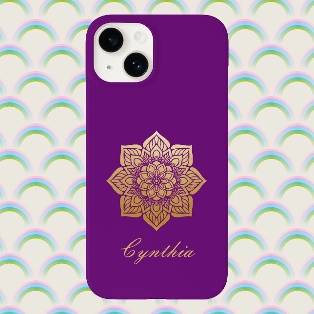 Funda De Case-Mate Para iPhone Elegante Breathe Purple and Gold Mandala (Subido por el creador)