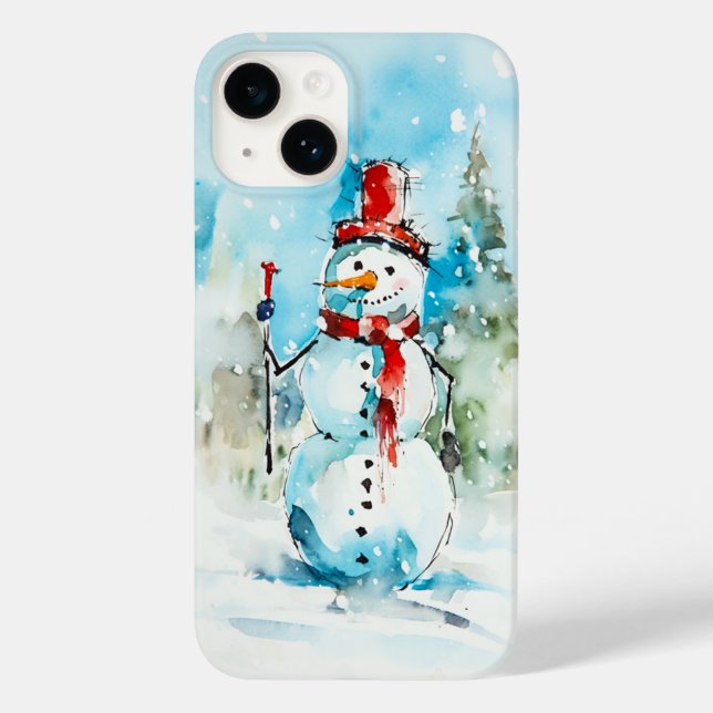 Funda De Case-Mate Para iPhone Elegante Caballero Snowman (Reverso )