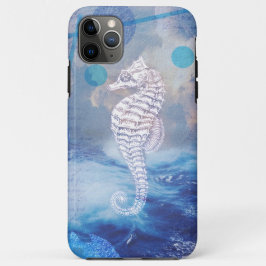 Funda Para iPhone 11 Pro Max Elegante caballito de mar Olas del Océano Azul