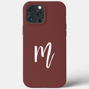 Funda Para iPhone 13 Pro Max Elegante calligrafía burdeos oscuro monograma simp