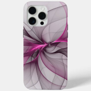 Funda Para iPhone 15 Pro Max Elegante Caos Moderno Arte Abstracto Fractal Rosa