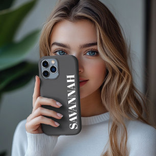 Funda Para iPhone 13 Pro Max Elegante carbón nombre personalizado simple 