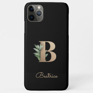 Funda Para iPhone 11 Pro Max Elegante carta de oro de monograma botánico B