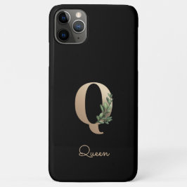 Funda Para iPhone 11 Pro Max Elegante carta de oro de monograma botánico Q