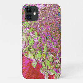 Funda Para iPhone 11 Elegante Chartreuse Verde, Rosa y Azul Hydrangea