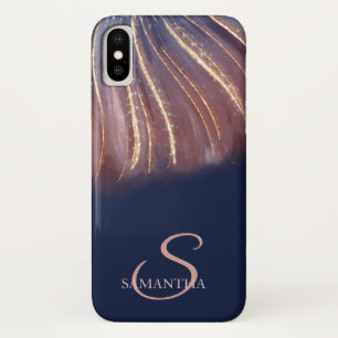 Funda Para iPhone X Elegante Chic Abstracto Líneas, Azul Marino