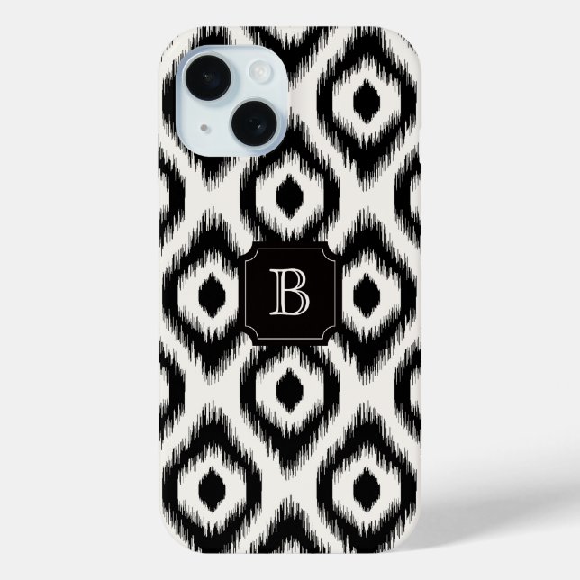Funda De Case-Mate Para iPhone Elegante Chic Ikat de Monograma con Diamantes Marf (Reverso )