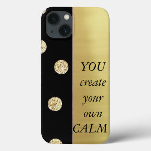 Funda Para iPhone 13 Elegante Chic Negro Puntos Dorados - Mensaje Motiv