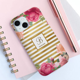 Funda Para iPhone 12 Elegante Chica del Monograma Bouquet