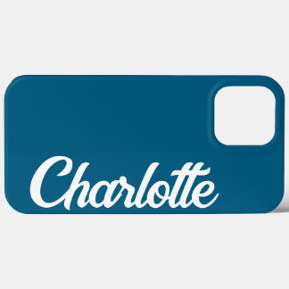 Funda Para iPhone 13 Pro Max Elegante clásico personalizado Monograma azul océa