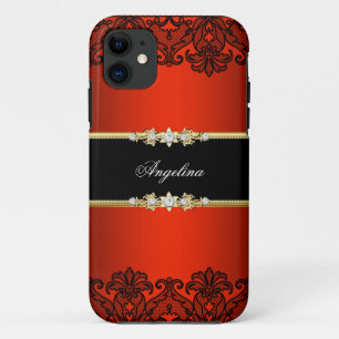 title_seo2 Elegante Clásico Regio Encaje Rojo Negro Oro
