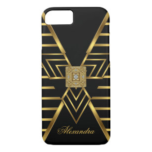 Funda Para iPhone 8/7 Elegante Classy Gold Black Stripe Art Deco