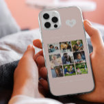 Funda Para iPhone 14 De Case-Mate Elegante collage de fotografías en monograma 9<br><div class="desc">Añade nueve imágenes familiares,  niños,  mascotas o mejores amigos y crea tu propio hermoso estuche de fotos con tu nombre de monograma inicial dentro de un corazón blanco sobre un fondo femenino rosa claro.            Fácil de personalizar con las imágenes cuadradas y la letra de su personalizado</div>