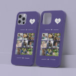 Funda Para iPhone 14 De Case-Mate Elegante collage de fotografías en monograma 9<br><div class="desc">Añade nueve imágenes familiares,  niños,  mascotas o mejores amigos y crea tu propio hermoso estuche de fotos con tu nombre de monograma inicial dentro de un corazón blanco sobre un fondo femenino morado.            Fácil de personalizar con las imágenes cuadradas y la letra de su personalizado</div>