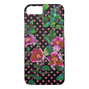 Funda Para iPhone 8/7 Elegante color de agua vintage rosas rosas puntos 
