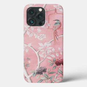 Funda Para iPhone 13 Pro Elegante con flor de pájaro de Chinoiserie rosa