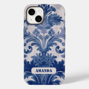 Funda Para iPhone 14 De Case-Mate Elegante damasco Blue toile de jouy monograma