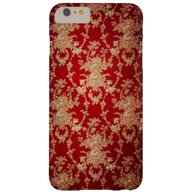 Funda De Case-Mate Para iPhone Elegante Damasco floral rojo y dorado (Reverso)