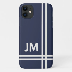 Funda Para iPhone 11 Elegante diseño de rayas azul marino y blanco
