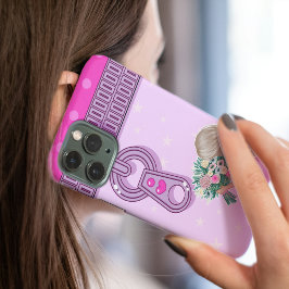 Funda Para iPhone 15 Elegante diseño floral chica y rosa