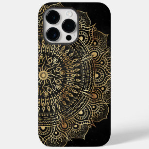Funda Para iPhone 14 Pro Max De Case-Mate Elegante diseño floral de Mandala dorada negra