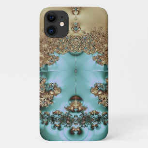 Funda Para iPhone 11 Elegante diseño real de oro y Aqua