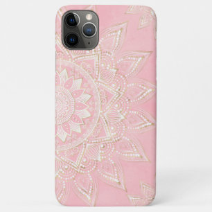 Funda Para iPhone 11 Pro Max Elegante diseño rosa blanco y dorado Mandala Rubo