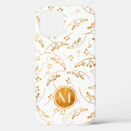 Funda Para iPhone 12 Elegante divertido patrón de Berry de oro en monog