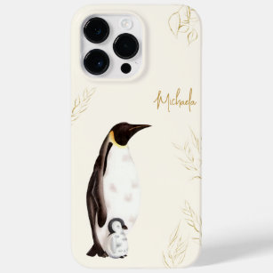 Funda Para iPhone 14 Pro Max De Case-Mate Elegante Emperador Pingüino Purpurina de Oro Botán