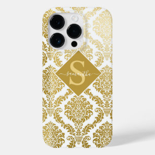 Funda Para iPhone 14 Pro De Case-Mate Elegante estampado damasco dorado y blanco persona