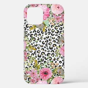 Funda Para iPhone 12 Elegante estampado de leopardo y diseño floral