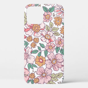 Funda Para iPhone 12 Elegante estampado floral en flor de tracción a ma