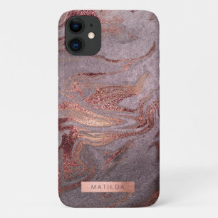 Funda Para iPhone 11 Elegante estilo moderno de mármol rosa dorado vio