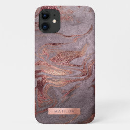 Funda Para iPhone 11 Elegante estilo moderno de mármol rosa dorado viol