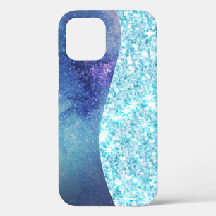Funda Para iPhone 12 Elegante estrella purpurina de galaxia Blue Modern