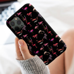 Funda Para iPhone 13 Elegante flamencos rosas negras Moda de animales p