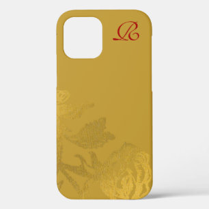 Funda Para iPhone 12 Elegante flor de oro Rojo Real