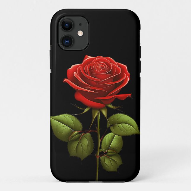 FUNDA DE Case-Mate PARA iPhone ELEGANTE FLOR DE ROSA ROJA DE MODA (Reverso)