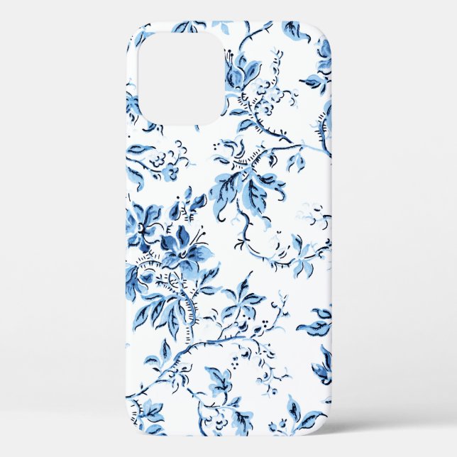 Funda De Case-Mate Para iPhone Elegante floral azul y blanco Delft (Reverso )