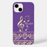 Elegante Floral Dorado, Tecla de Violín, Nota Púrp