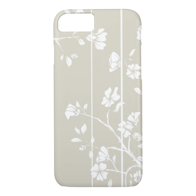 Funda De Case-Mate Para iPhone Elegante floral gris y blanco (Reverso)