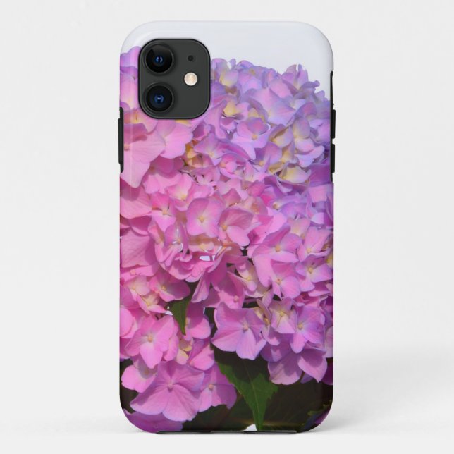 Funda De Case-Mate Para iPhone Elegante floral rosa púrpura hidrangeas (Reverso)
