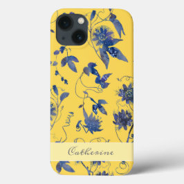 Funda Para iPhone 14 De Case-Mate Elegante Flores Azules Mostaza Floral Amarilla