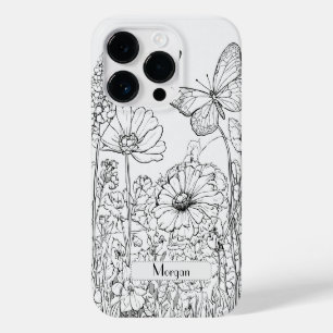 Funda Para iPhone 14 Pro De Case-Mate Elegante Flores salvajes modernas blancas y negras