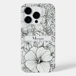 Funda Para iPhone 14 Pro De Case-Mate Elegante Flores salvajes modernas blancas y negras