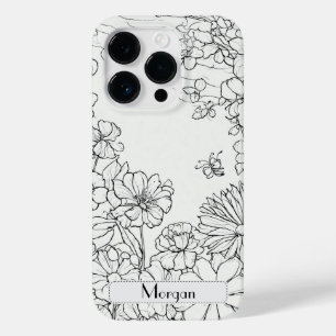 Funda Para iPhone 14 Pro De Case-Mate Elegante Flores salvajes modernas blancas y negras