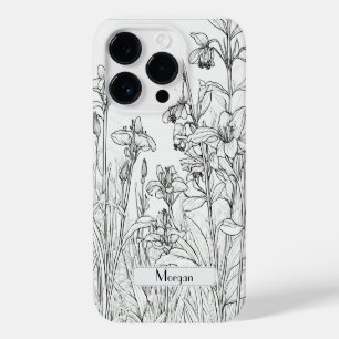 Funda Para iPhone 14 Pro De Case-Mate Elegante Flores salvajes modernas blancas y negras