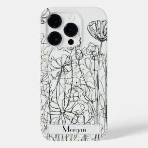 Funda Para iPhone 14 Pro De Case-Mate Elegante Flores salvajes modernas blancas y negras