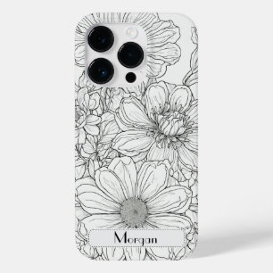 Funda Para iPhone 14 Pro De Case-Mate Elegante Flores salvajes modernas blancas y negras