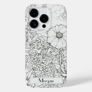 Funda Para iPhone 14 Pro De Case-Mate Elegante Flores salvajes modernas blancas y negras